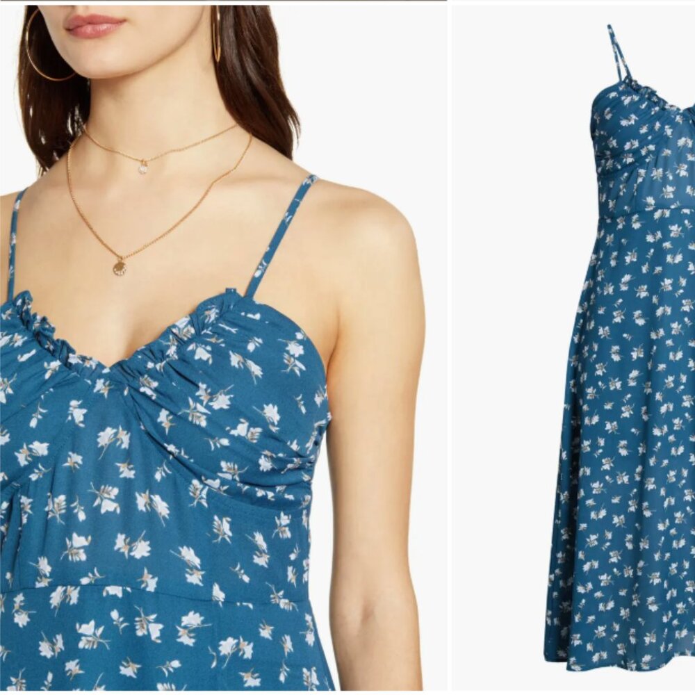 Row A Shirred Bustier Bodice Midi Sundress - Picture 5 of 6